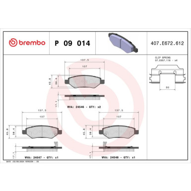 Brembo Bremsbelagsatz, Scheibenbremse PRIME LINE P 09 014