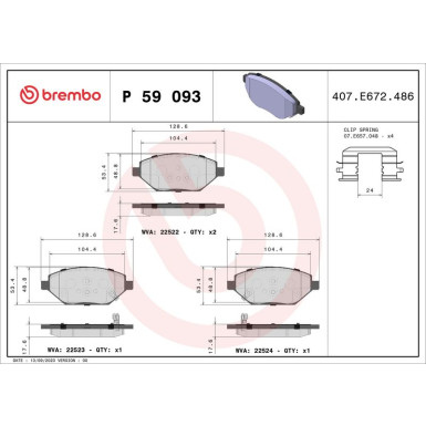 Brembo Bremsbelagsatz, Scheibenbremse PRIME LINE P 59 093