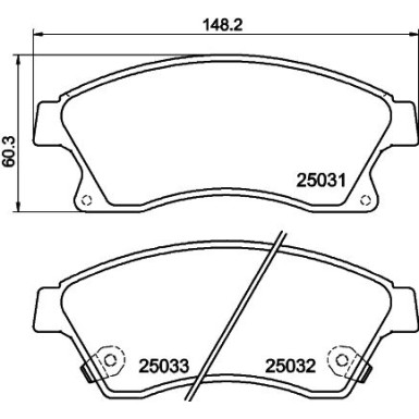 Hella | Bremsbelagsatz, Scheibenbremse | 8DB 355 015-231