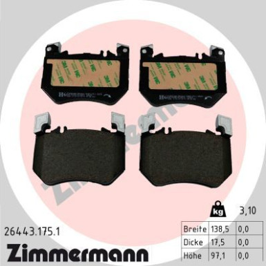 Zimmermann | Bremsbelagsatz, Scheibenbremse | 26443.175.1