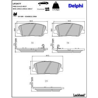 Delphi Bremsbelagsatz, Scheibenbremse LP2477