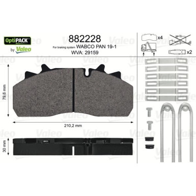 Valeo | Bremsbelagsatz, Scheibenbremse | 882228