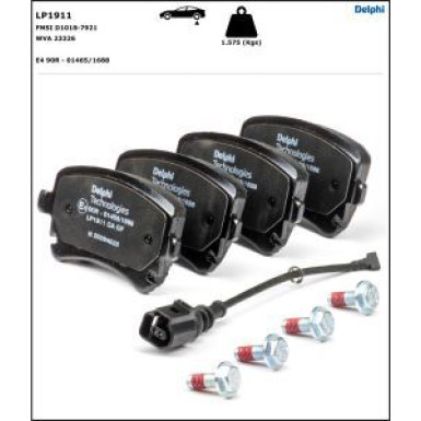 Delphi Bremsbelagsatz, Scheibenbremse LP1911 Delphi Bremsbelagsatz, Scheibenbremse LP1911