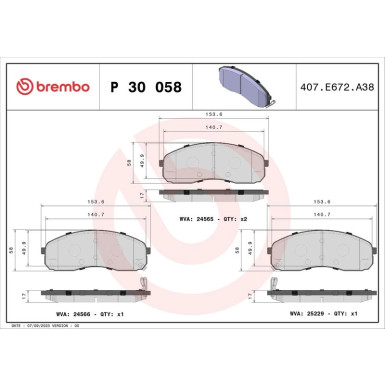 Brembo Bremsbelagsatz, Scheibenbremse PRIME LINE P 30 058