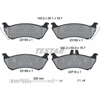 Textar Bremsbelagsatz, Scheibenbremse Q+ 2319002