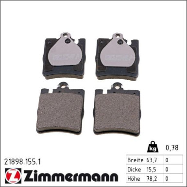 Zimmermann Bremsbelagsatz, Scheibenbremse 21898.155.1