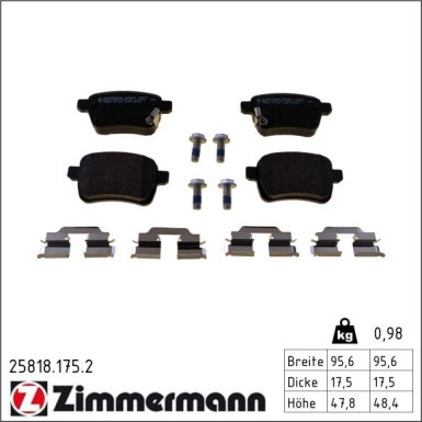 Zimmermann Bremsbelagsatz, Scheibenbremse 25818.175.2