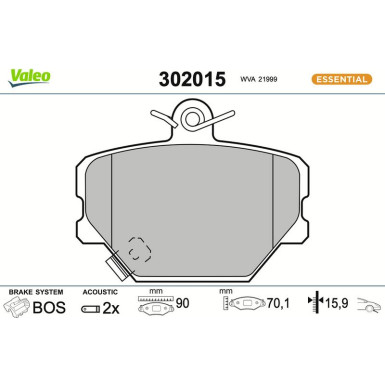 302015 Bremsbelagsatz, Scheibenbremse ESSENTIAL