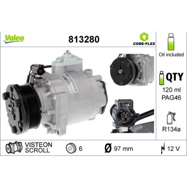 813280 Kompressor, Klimaanlage VALEO CORE-FLEX