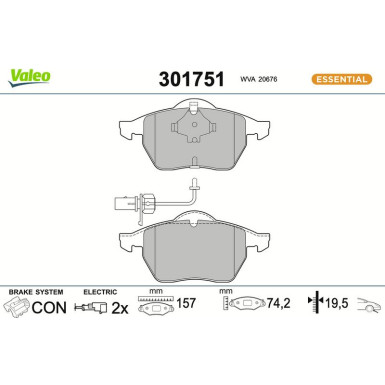 Valeo Bremsbelagsatz, Scheibenbremse ESSENTIAL 301751
