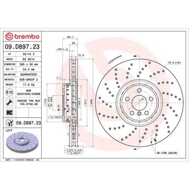 2 x BREMBO Bremsscheibe | 09.D897.23