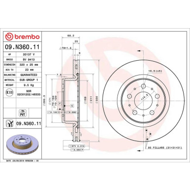 Brembo Bremsscheibe PRIME LINE - UV Coated 09.N360.11