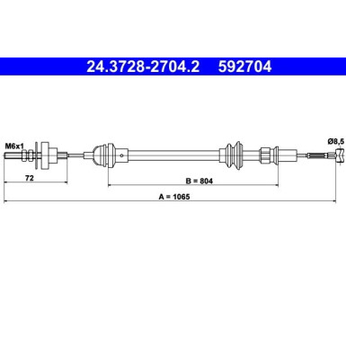 24.3728-2704.2 Seilzug, Kupplungsbetätigung