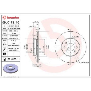 09.C173.11 Bremsscheibe PRIME LINE - UV Coated