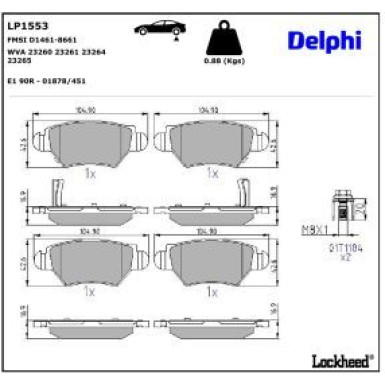 Delphi Bremsbelagsatz, Scheibenbremse LP1553