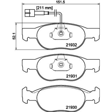 8DB 355 007-921 Bremsbelagsatz, Scheibenbremse