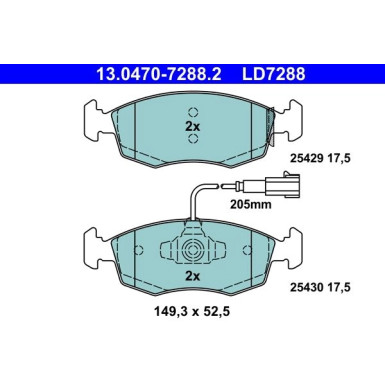 Bremsbelagsatz, Scheibenbremse ATE Ceramic 13.0470-7288.2