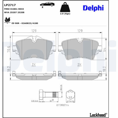 Delphi | Bremsbelagsatz, Scheibenbremse | LP2717