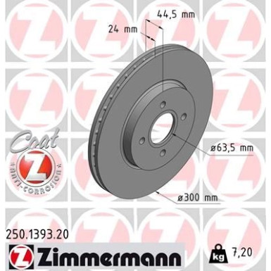 Zimmermann Bremsscheibe Coat Z 250.1393.20