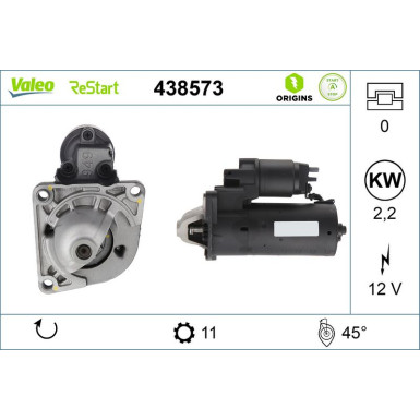 438573 Starter VALEO ORIGINS - NEW O.E. TECHNOLOGIE