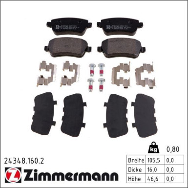 Zimmermann Bremsbelagsatz, Scheibenbremse 24348.160.2
