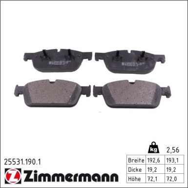Zimmermann Bremsbelagsatz, Scheibenbremse 25531.190.1