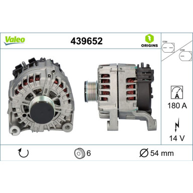 439652 Generator VALEO ORIGINS - NEW O.E. TECHNOLOGIE