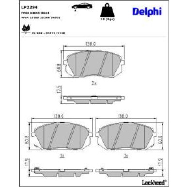 Delphi Bremsbelagsatz, Scheibenbremse LP2294