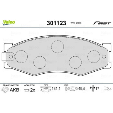 Valeo | Bremsbelagsatz, Scheibenbremse | 301123