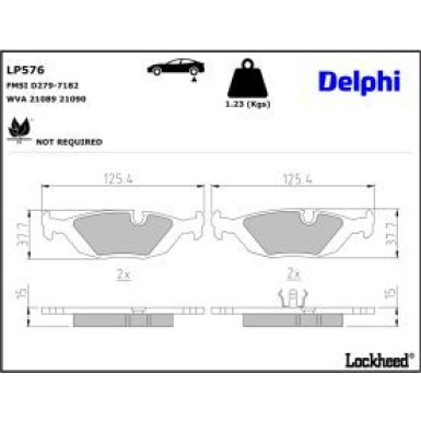 Delphi Bremsbelagsatz, Scheibenbremse LP576