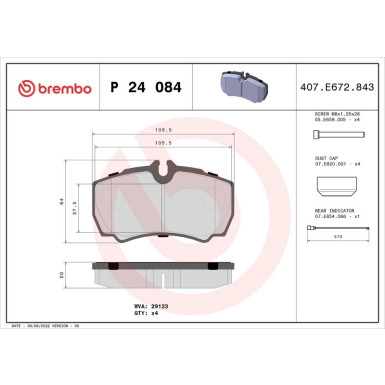 Brembo Bremsbelagsatz, Scheibenbremse PRIME LINE P 24 084