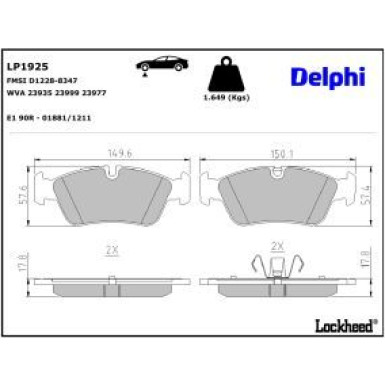 Delphi Bremsbelagsatz, Scheibenbremse LP1925