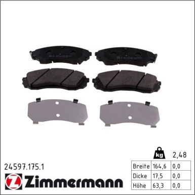 Zimmermann Bremsbelagsatz, Scheibenbremse 24597.175.1