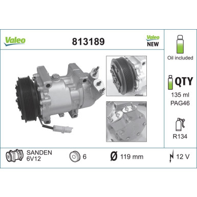 813189 Kompressor, Klimaanlage VALEO CORE-FLEX