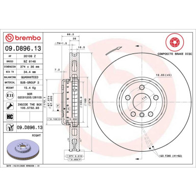 09.D896.13 Bremsscheibe PRIME LINE - Composite