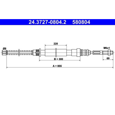 ATE | Seilzug, Feststellbremse | 24.3727-0804.2 ATE | Seilzug, Feststellbremse | 24.3727-0804.2