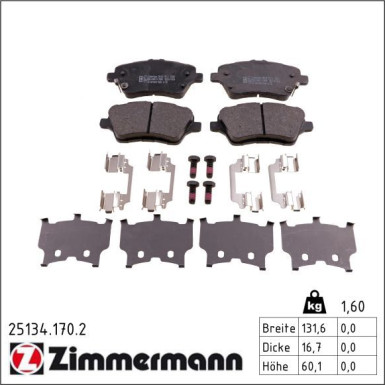Zimmermann Bremsbelagsatz, Scheibenbremse 25134.170.2