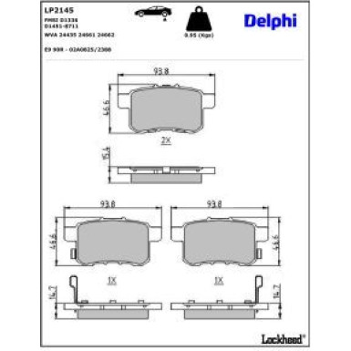 Delphi Bremsbelagsatz, Scheibenbremse LP2145