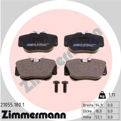 Zimmermann | Bremsbelagsatz, Scheibenbremse | 21055.180.1