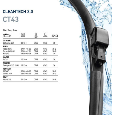 Hella Wischblatt Scheibenwischer CLEANTECH 9XW 358 053-171