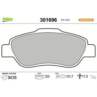 Valeo Bremsbelagsatz, Scheibenbremse ESSENTIAL 301696