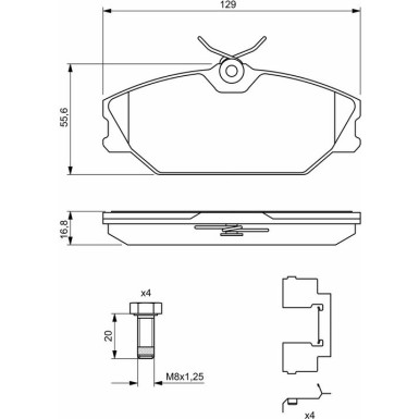 BOSCH Bremsbelagsatz, Scheibenbremse 0 986 494 656
