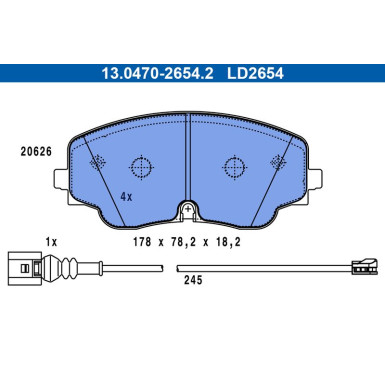 Bremsbelagsatz, Scheibenbremse ATE Ceramic 13.0470-2654.2