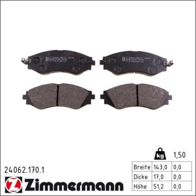 Zimmermann Bremsbelagsatz, Scheibenbremse 24062.170.1