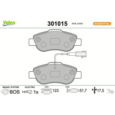 Valeo | Bremsbelagsatz, Scheibenbremse | 301015