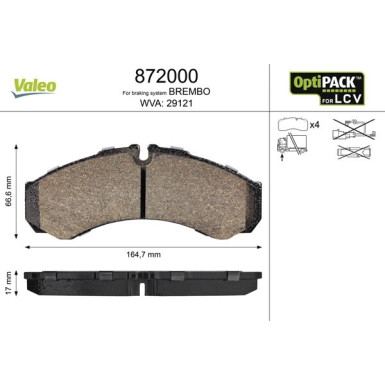 Valeo Bremsbelagsatz, Scheibenbremse OPTIPACK for LCV 872000