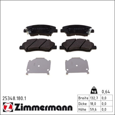 Zimmermann Bremsbelagsatz, Scheibenbremse 25348.180.1