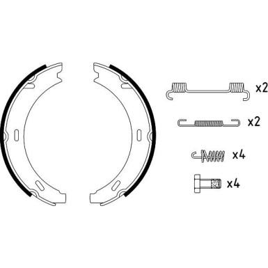 Hella | Bremsbackensatz, Feststellbremse | 8DA 355 050-301