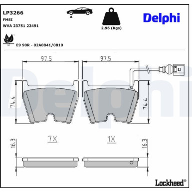 LP3266 Bremsbelagsatz, Scheibenbremse
