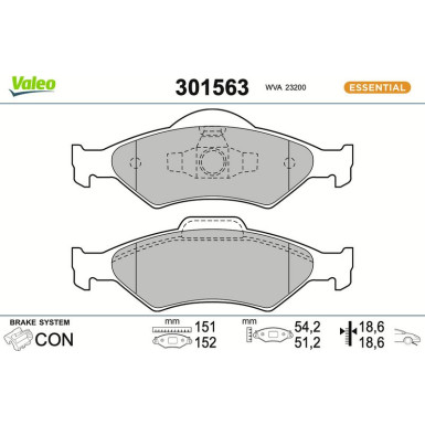 Valeo | Bremsbelagsatz, Scheibenbremse | 301563